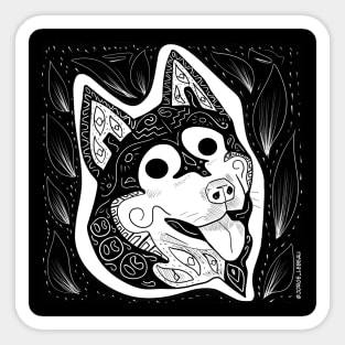 tribal husky dog ecopop Sticker